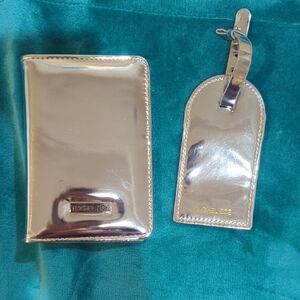 Rachel Zoe Silver Passport Holder and Luggage Tag Set